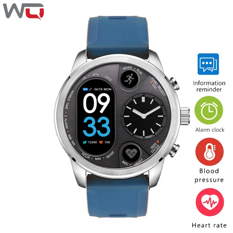 

WQ T3 Smart Watch Dual Display Heart Rate Monitor Blood Pressure Fitness Tracker 5ATM Waterproof Dual Display Smartwatch Men