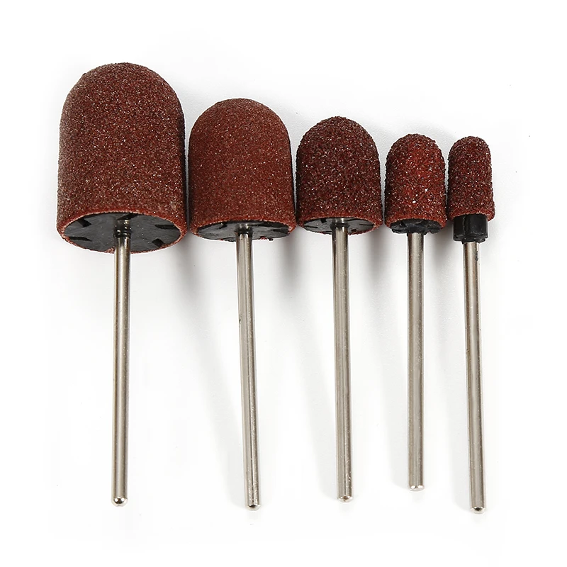 

Professional 1pcs Corundum Handle Sanding Caps Nail Drill Bit Nail Polish Grinding Manicure Pedicure Drill Accessories 5 Size