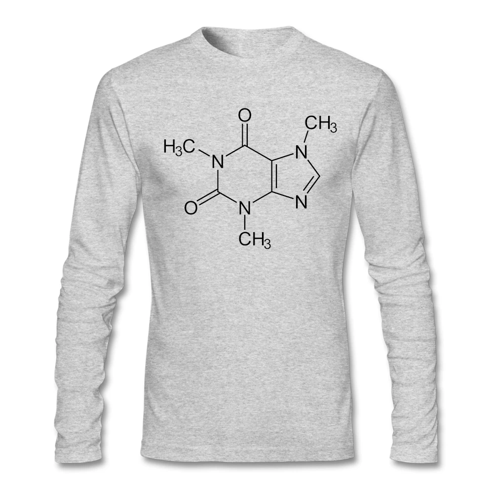 Luxury men Caffeine Molecule Shirts Funky Creation Tops t-shirt Size L Long Sleeve toilette For Big Boy | Мужская одежда