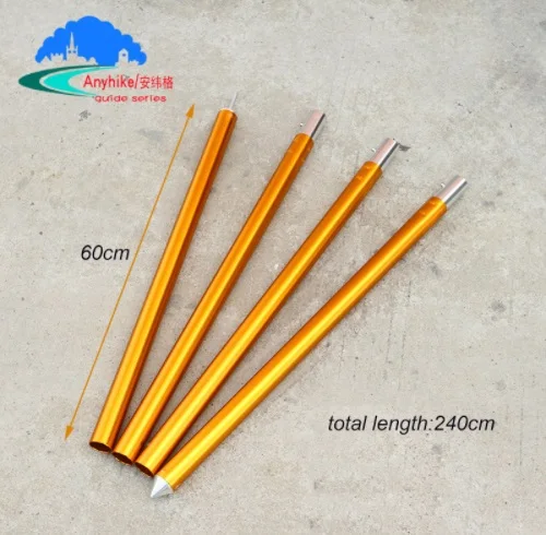 

2 Pcs Camping Awning Pole Aluminium Alloy Awning Rod 240cm Tent Poles Tar Tarpaulin for Canopy Tent Building Sun Shelter Poles