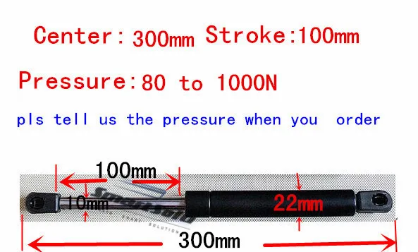 

free shipping 300mm central distance,100mm stroke,80 to 1000N force pneumatic Auto Gas Spring, Lift Prop Gas Spring Damper
