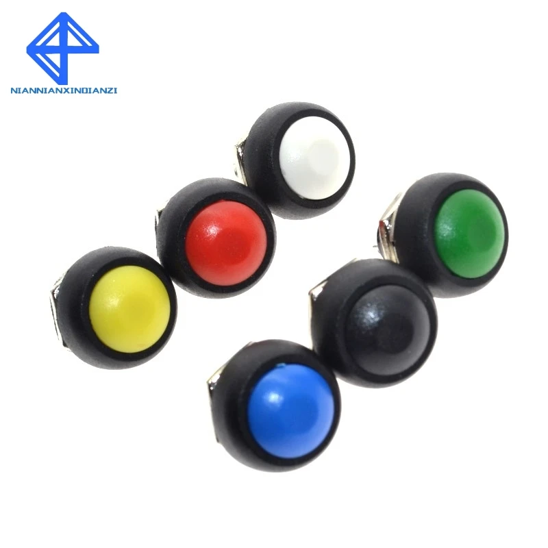 

6Pcs Mini 12mm Waterproof Momentary ON/OFF Push Button Round Switch PBS-33B