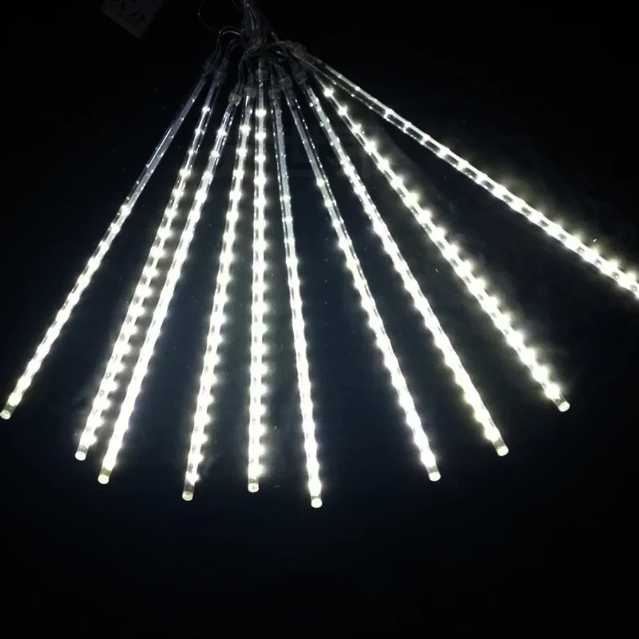 Chuveiro de Chuva Corda para o para o Jardim do Casamento Decoração do Feriado do Partido 8 Pçs e set 30 50 cm Colorido Meteoro Tubes Led Branco Quente Luz da Jardim do Casamento da Árvore 10 Tubes Chuveiro de Chuva LED Branco Quente