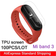 100 шт/партия TPU пленка для экрана для оригинального Xiaomi Mi Band 3 умный Браслет Защитная пленка для экрана защитные часы пылезащитный