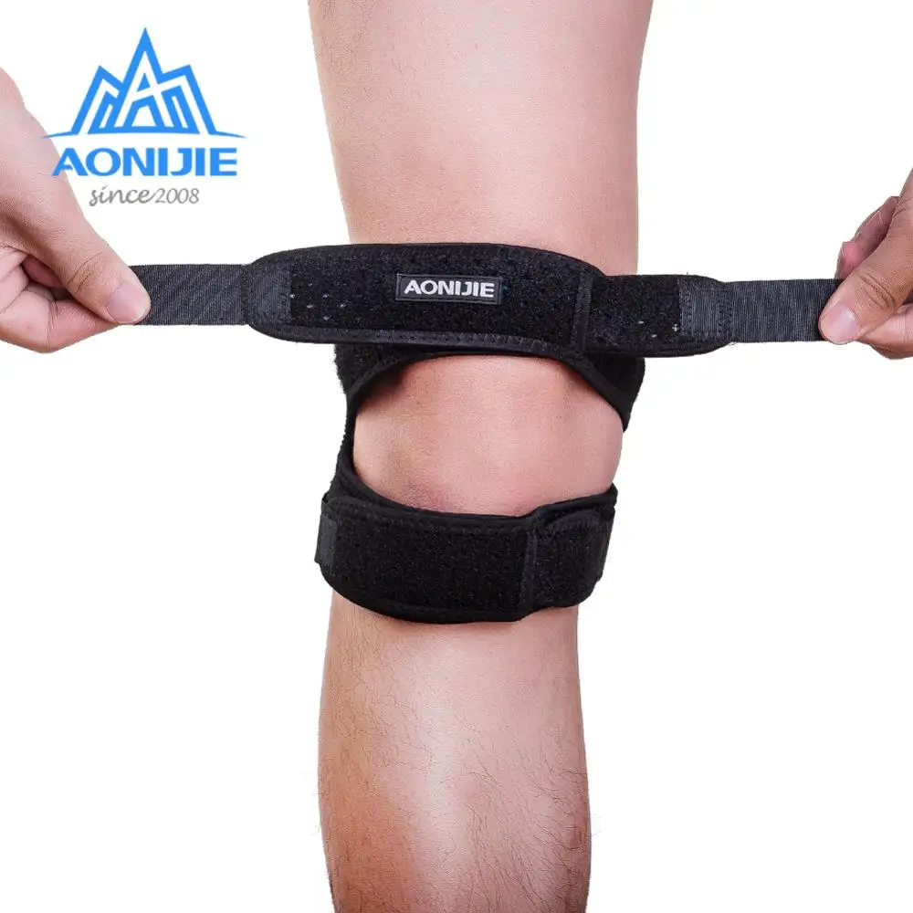 AONIJIE E4096 المزدوج الرضفة الركبة حزام القوى X على شكل هدفين دعم سادة الألم الإغاثة الفرقة المشي لكرة القدم كرة السلة الكرة الطائرة