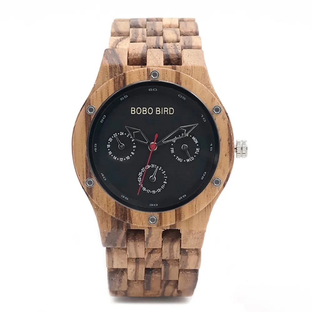 BOBO BIRD CEN11 Six Hands New Wooden Watch Men Top Brand Luxury Uomo Orologio Fashion Watches for Men in Paper Gift Box