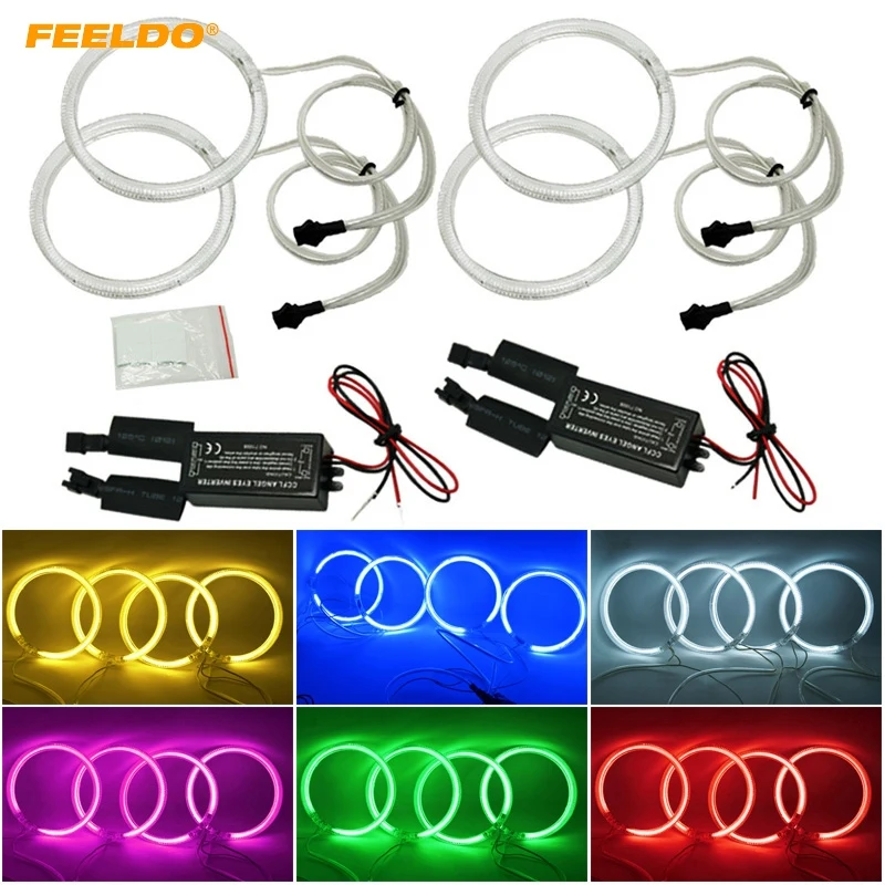 

FEELDO 4X120mm Car CCFL Halo Rings Angel Eyes LED Headlights for BMW E32 E34 E30 DRL Car-Styling 6-Color #HQ4164