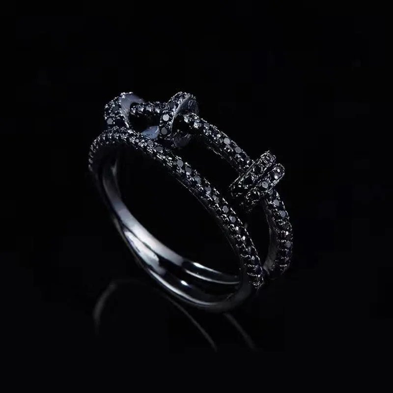 

YP266 Luxury Zircon 925 Sterling Silver Crystal Round Finger Ring Moving Created Finger Ring for Women Wedding