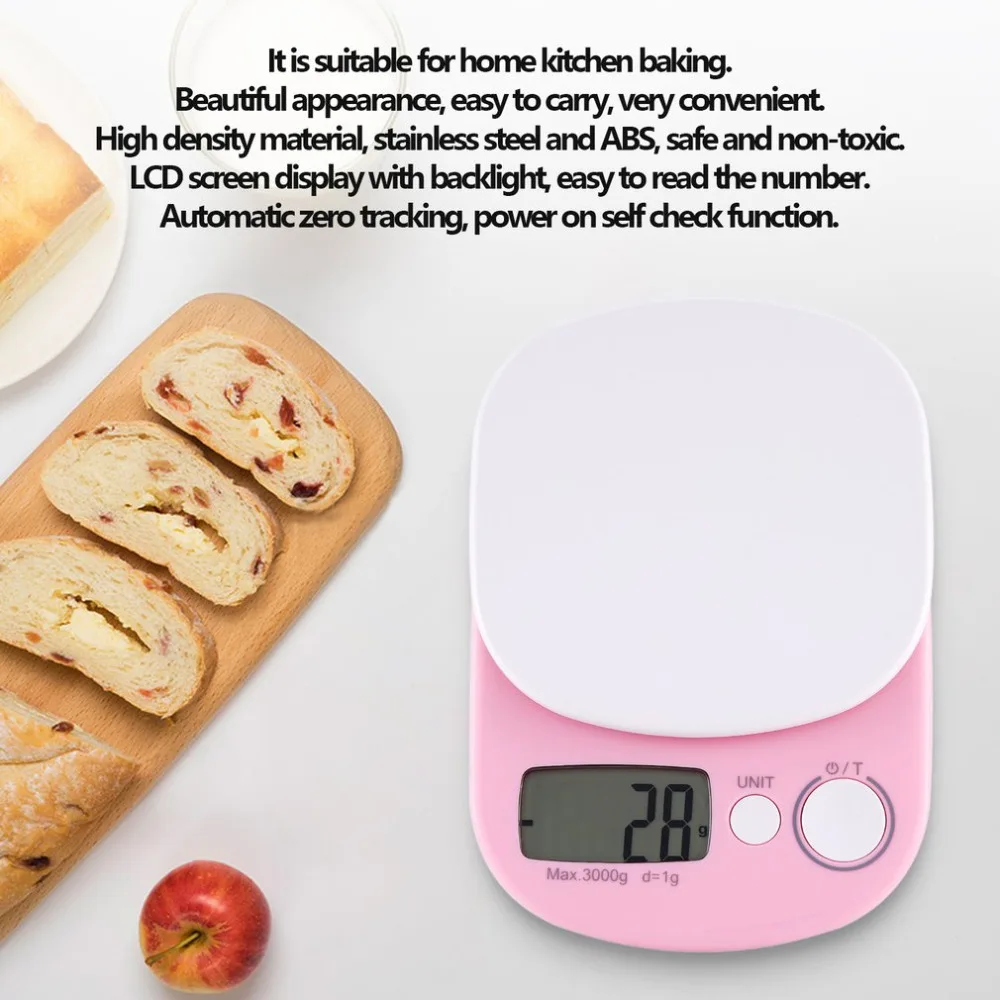 

Practical Mini Digital Kitchen Scale LCD Digital Weight Food Tool With Super Slim Platform For Home Use