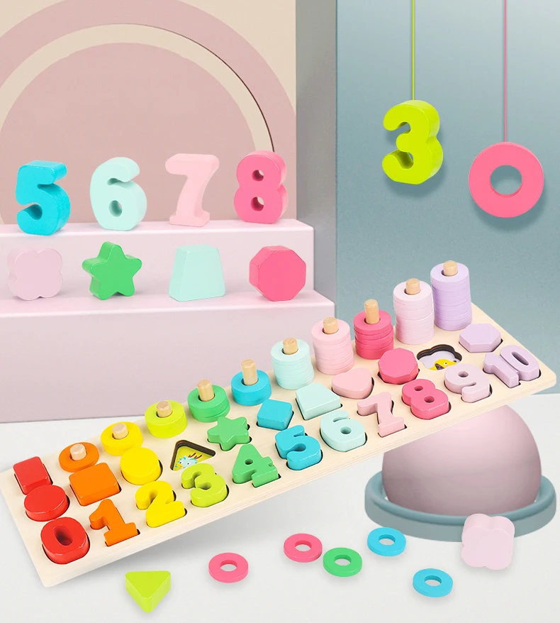 Brinquedos de Madeira Educativos para Crianças Brinquedos Infantis Contando Formas Geométricas Jogo Cognição Animal Materiais Montessori Matemática 4 åäº?ç??è??对æ?°æ¿è¯¦æ??_01