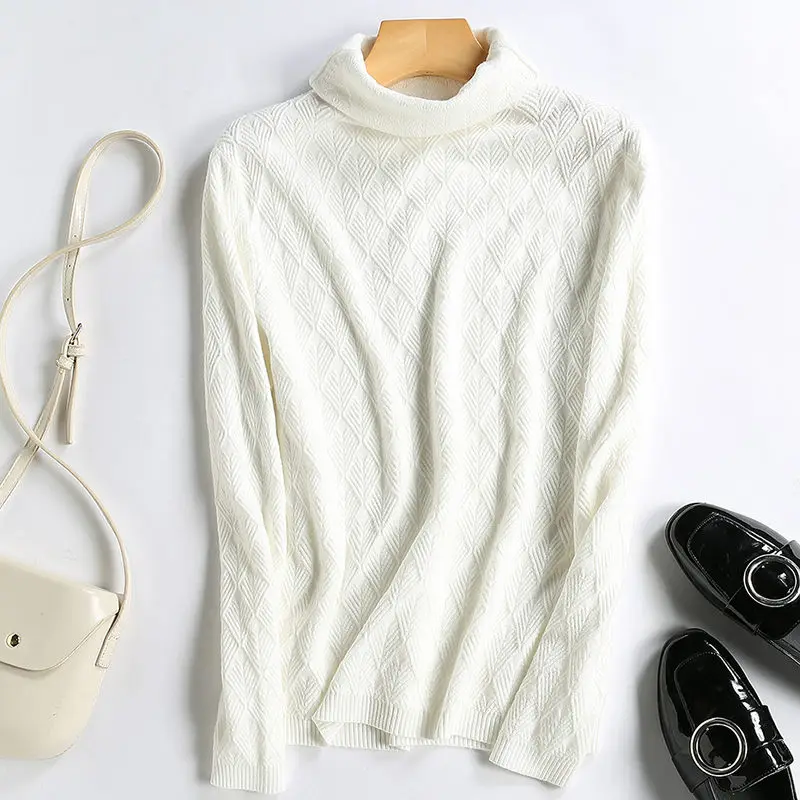 Женская водолазка, винтажный свитер, женский длинный вязаный кашемировый свитер, пуловер, Женский Черный Синий Рождественский свитер, теплый джемпер - Цвет: White