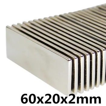 

1pc 60mm x 20mm x 2mm Strong Powerful Block Square Magnet Craft Model Rare Earth 60*20*2 Neodymium Permanent Magnet 60x20x2