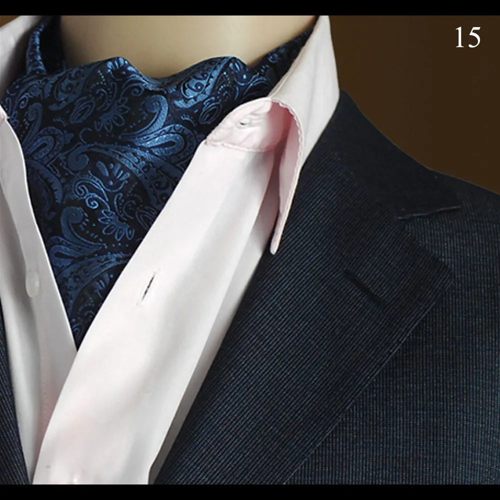 Мужской деловой ГАЛСТУК широкие галстуки в горошек Цветочный Аскот шарф Свадебная вечеринка