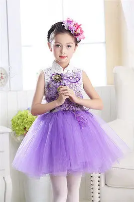Детское платье ассиметричная юбка школьников хор выступлений, расшитое блестками платье принцессы TB7161 - Цвет: 4