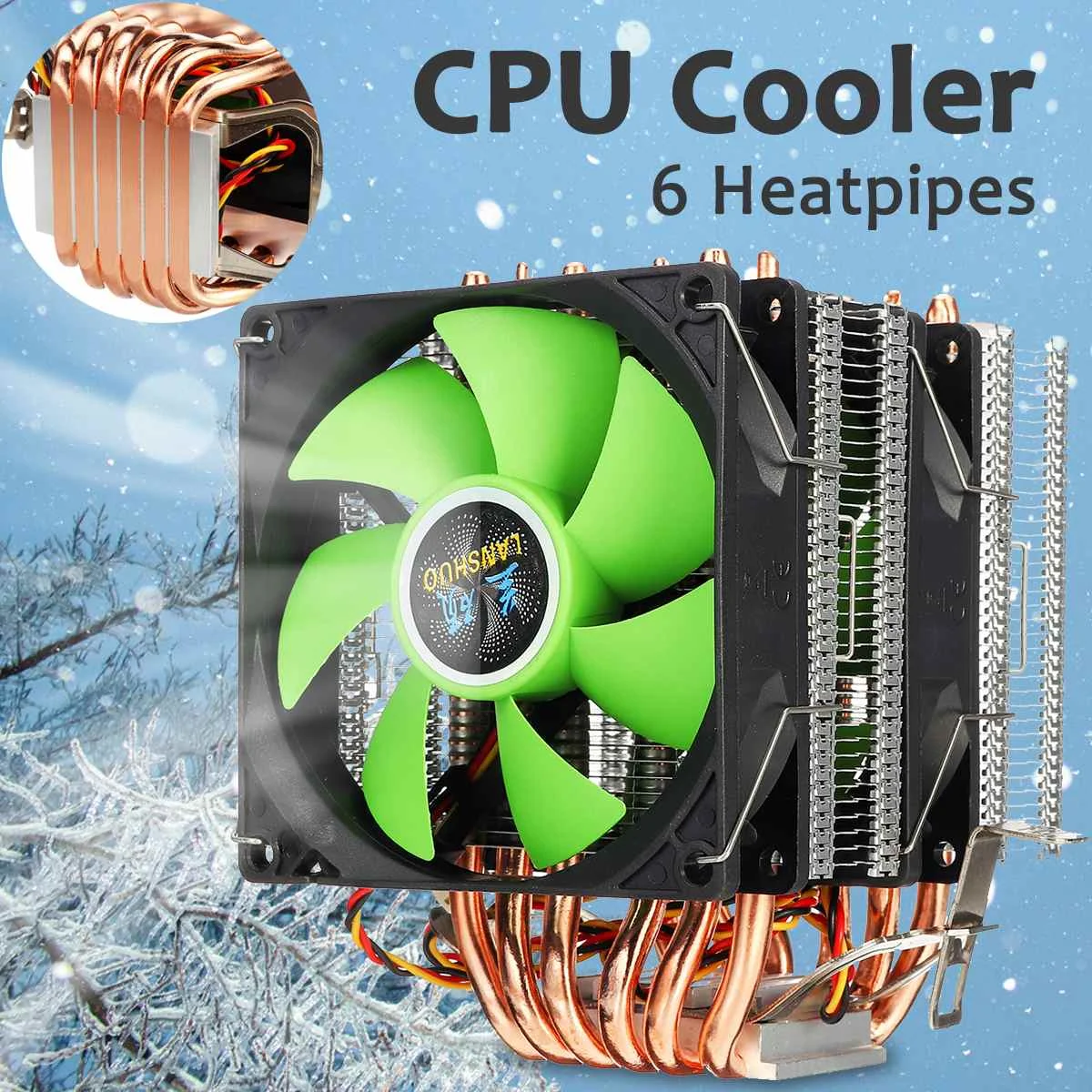 Online Enfriador de CPU 6 tubos de calor 3pin doble refrigerador ventilador tranquilo disipador térmico del ventilador de refrigeración del radiador para LGA 1150 1151 1155 1156 1366 775 para AMD