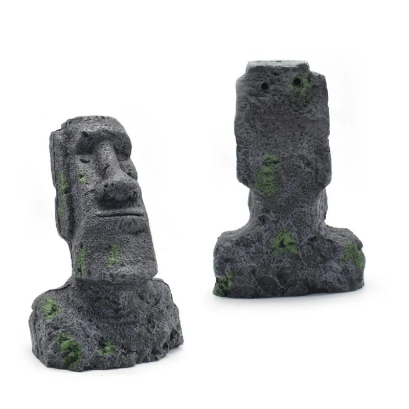 

1pc Easter Island Moai Monolith Statue Resin Ancient Fish Tank Aquarium Decorations Desktop Ornaments