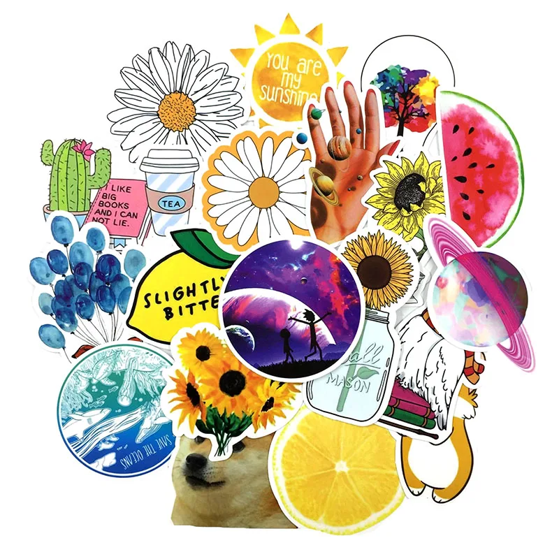 53 قطعة جميل فتاة سلسلة الكرتون ملصق مضاد للمياه لأجهزة الكمبيوتر المحمول سيارة الهاتف الأمتعة الدراجة صائق الحائط لوح التزلج اللعب ملصقات