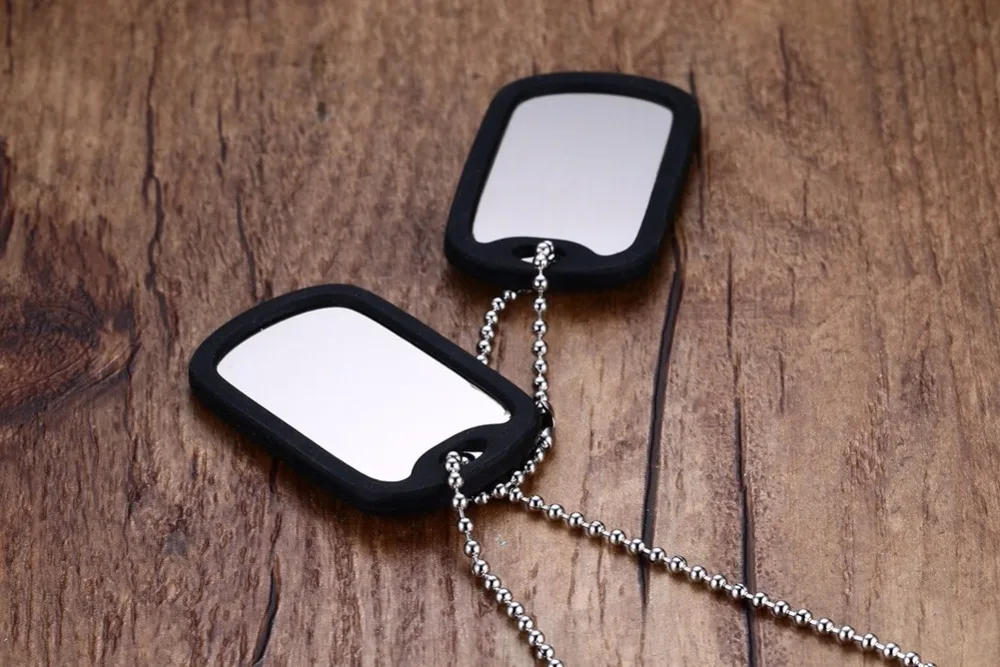 Mens Necklace Stainless Steel military double Dog tag Pendant 18
