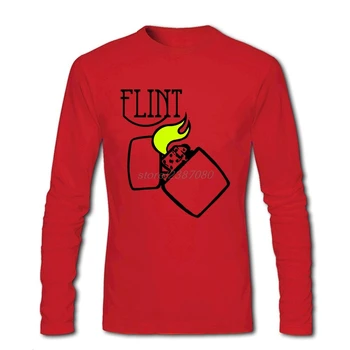 

Flint Is Hot Cigaret Lighter Long Sleeve Tee Shirt Round Neck Mens Humorous Tee Shirts Geek Teenage Custom Work Shirt