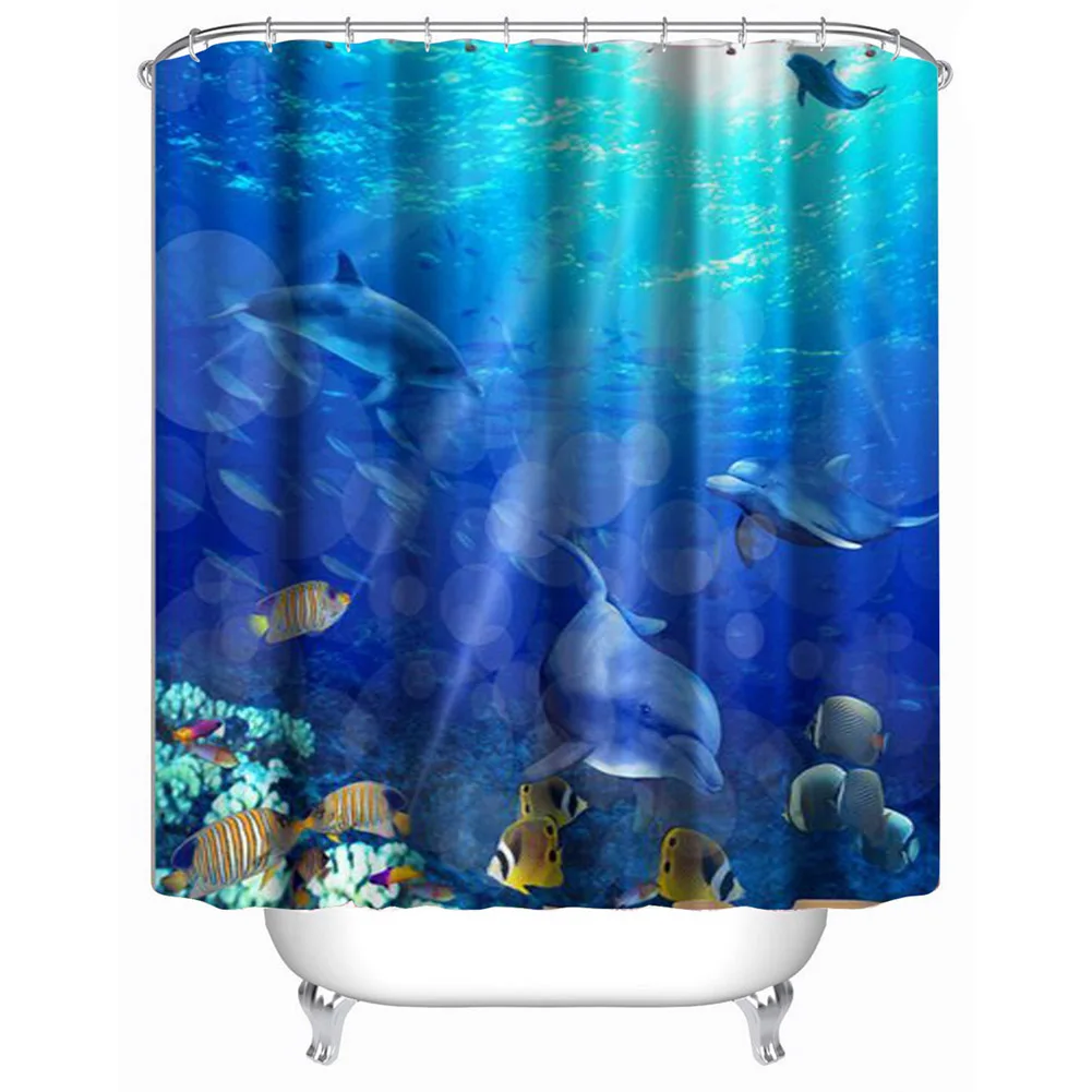 Современные Водонепроницаемый душ 3D подводный мир душ Шторы Ванная комната Шторы с 12 белый с крючками для Для ванной комнаты 180*180 см