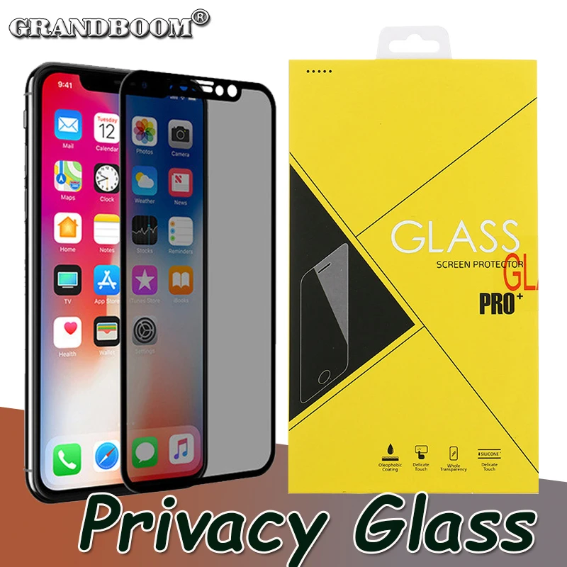 

1000pcs 3D Anti Privacy Tempered Glass For iPhone 11 Pro Max XS XR X 8 7 6 6S Plus Anti Peeping Curved Screen Protector With Box