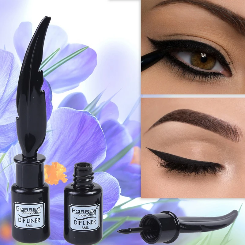 FaRRES Makeup waterproof liquid gel eyeliner feather shape black color