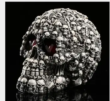 

The bar atmosphere is up to decorate the props Resin horror Creative LED Skull supplies crafts statue home decoration