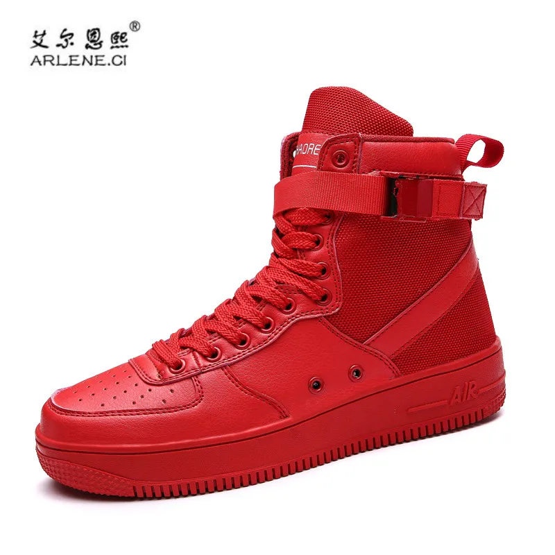 

Men Skateboarding Shoes 2018 New British Style Male Pu Leather Shoes Fitness Sneakers Men High Top Sport Shoes Mens Ankle Boots