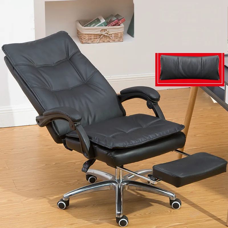 Genuine Leather Computer Boss Chair Home Synthetic Leather Office Chair Swivel Lifting Gaming Chair