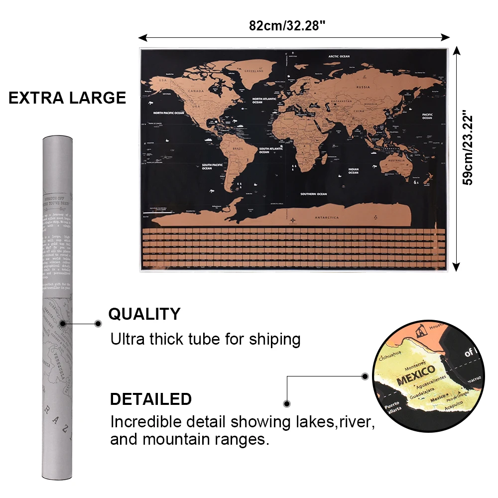 Большой размер Скретч Карта мира путешествия Премиум персонализированные настенные стикеры плакат флаги всех стран Подарочная посылка для путешественников