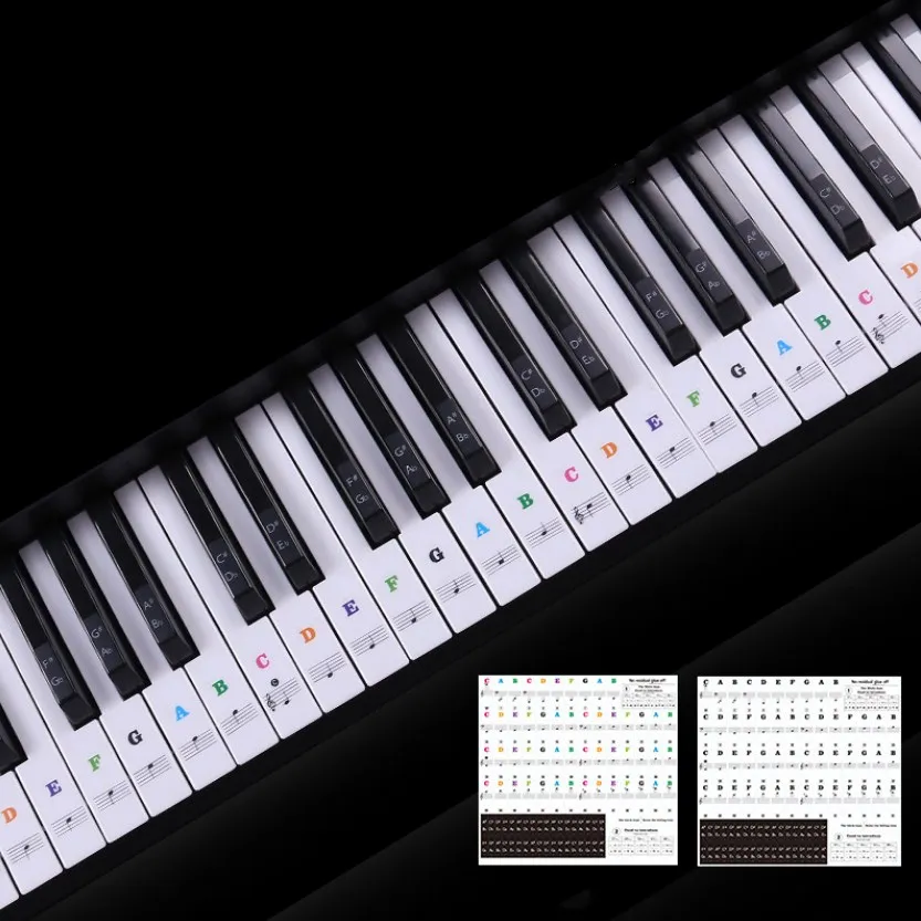 

Transparent Piano Keyboard Sticker 88/61/54/49 Key Electronic Keyboard Key Piano Stave Note Sticker for White Keys