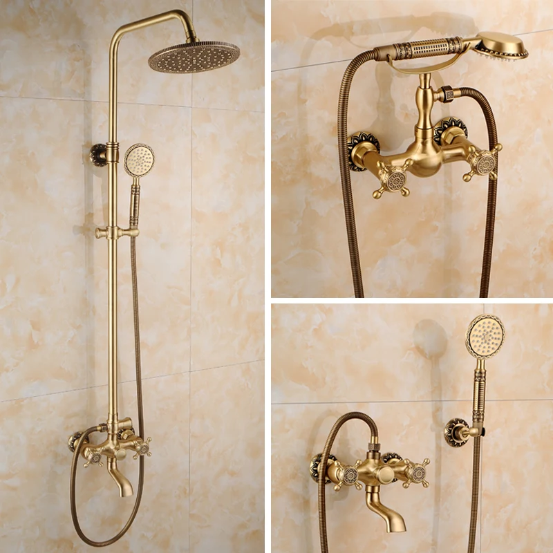 

All Bronze Antique Shower Set Retro European Style Simple Shower Set Bathtub Shower Faucet Antique Copper Shower