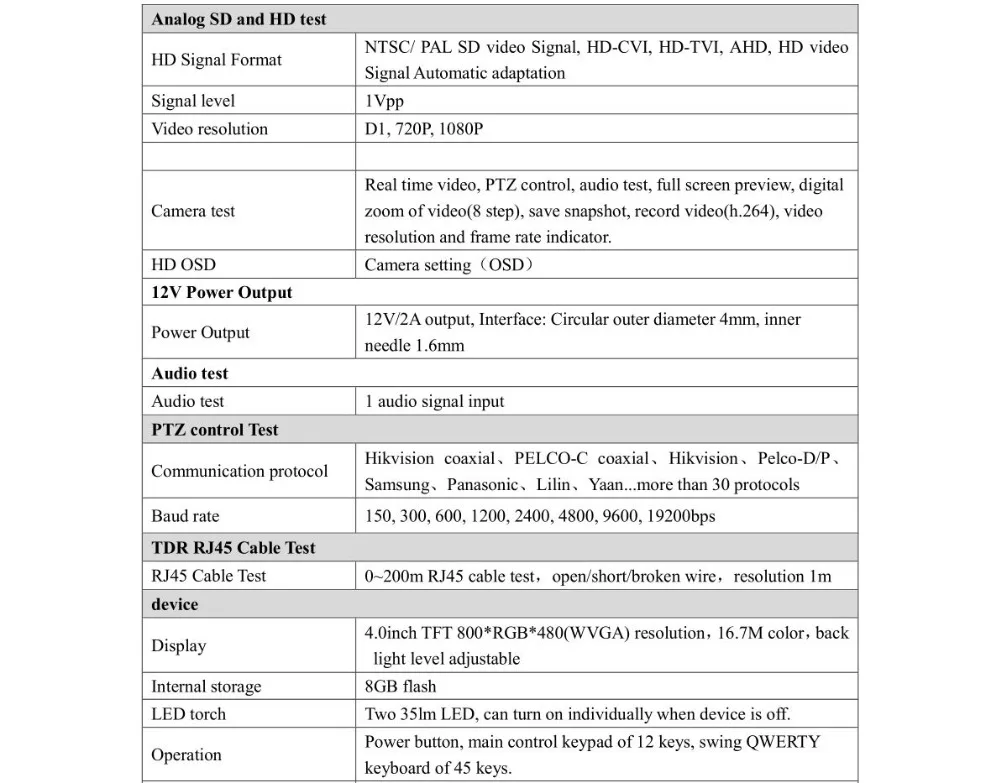 Многофункциональный T73 4 дюйма Поддержка аналоговый, HD-TVI, AHD, HD-CVI, IPC IP Камера CCTV тестер