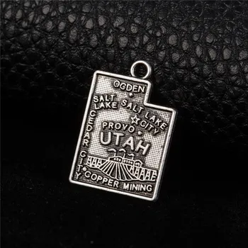 

my shape 30pcs UTAH USA state map bracelet charms 2 sided