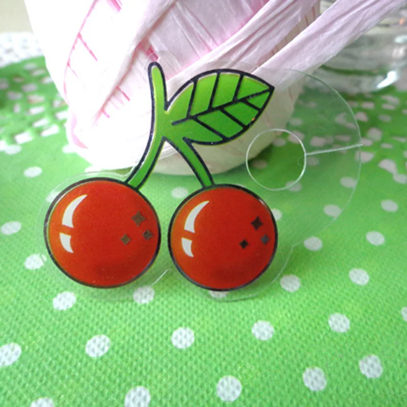 

50pcs Lovely Cherry Pet Tie for Gift Wrapping, Gift Packing Clip, Clover PVC Clear Tie Bag Clip Party Birthday Favor