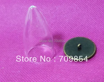 

100pcs/lot 23*45mm bullet Dome bubble glass bottle with antique bronze tray jewelry pendant