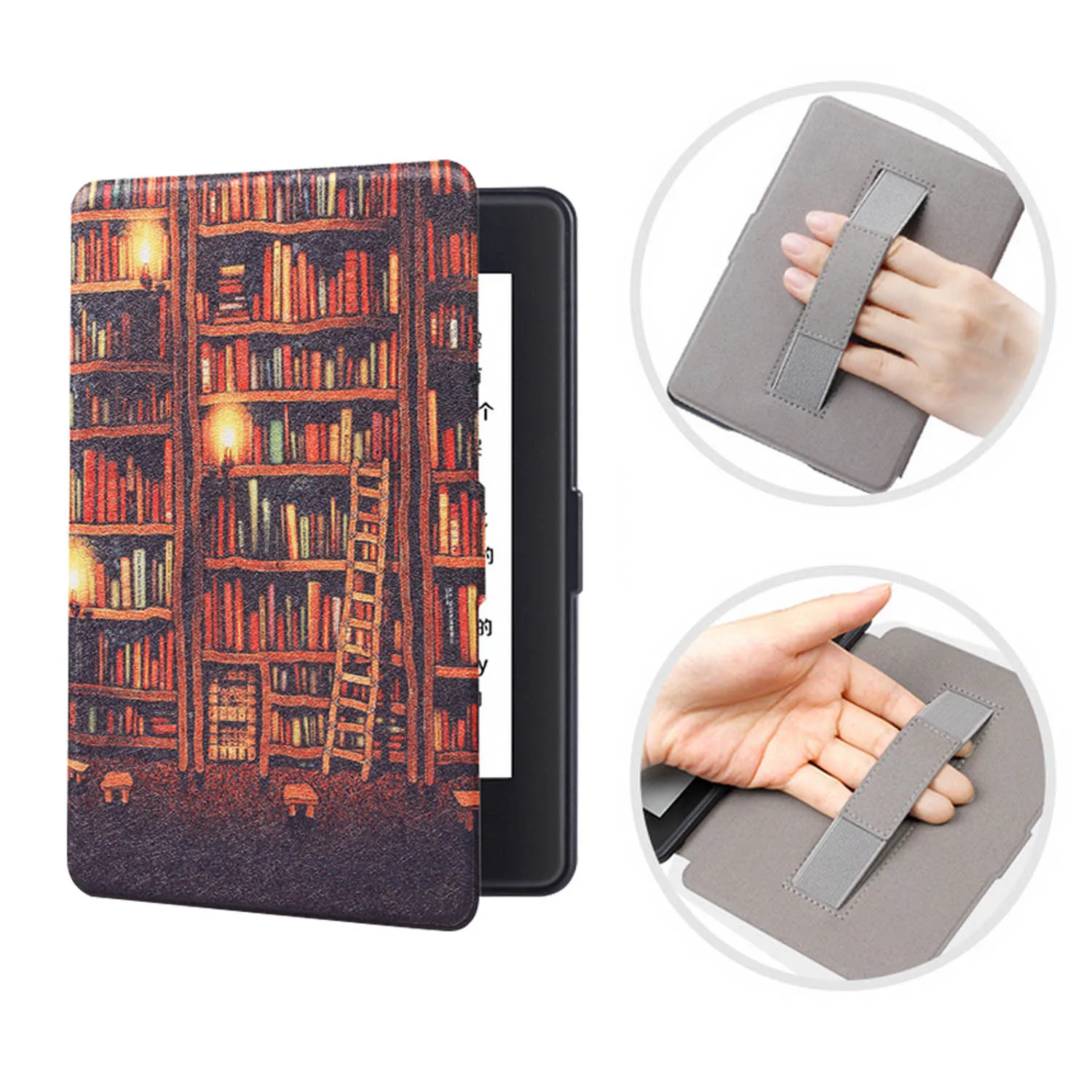 

Besegad E-Book Protective Case Cover Shell Protector with Hand Strap Holder Auto Sleep Wake for Amazon Kindle Paperwhite 1 2 3