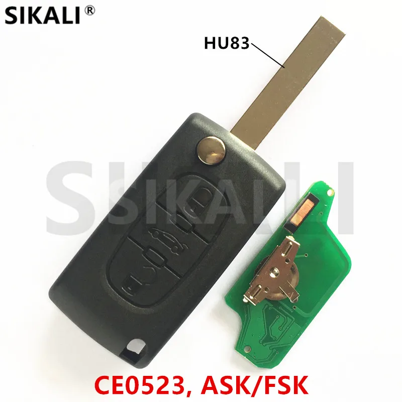 

SIKALI Remote Car Key 3 Buttons for PEUGEOT 807 407 308 307 207 CC SW Expert Partner (CE0523, ASK/FSK, HU83 Blade)