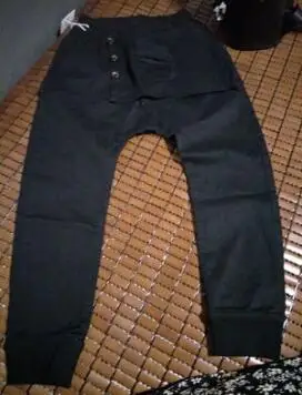 Детская осенняя одежда брюки для девочек детские штаны для мальчиков, штаны-шаровары однотонные, черные, серые, с тремя пуговицами, с карманами в стиле хип-хоп
