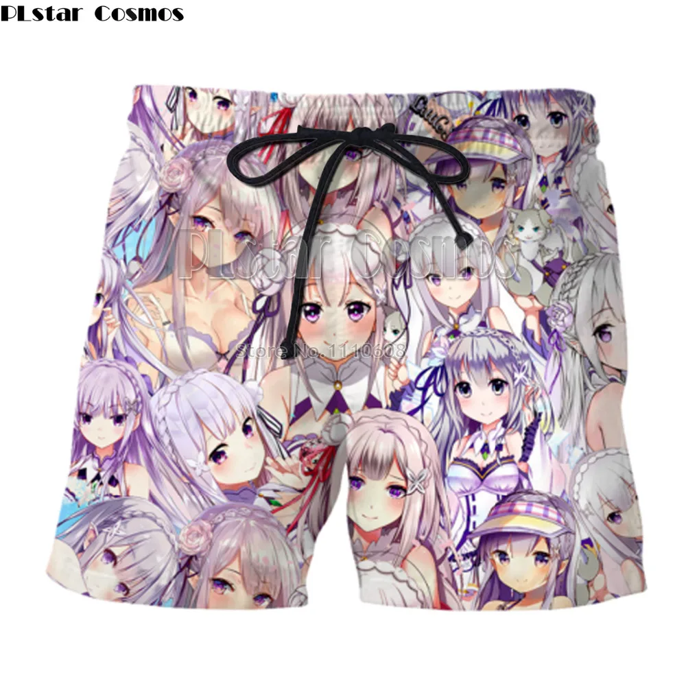  Anime Zero Ram Rem Board Shorts Anime Swimwear Quick Drying Swimsuits Male Anime Beach Boxer Trunks