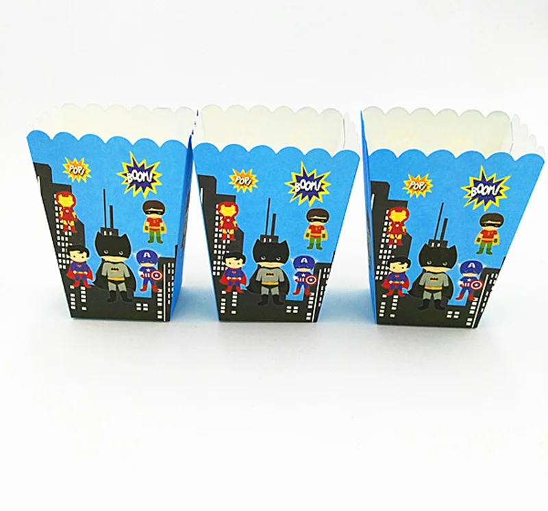6pcs kids batman theme popcorn boxes cartoon batman theme birthday