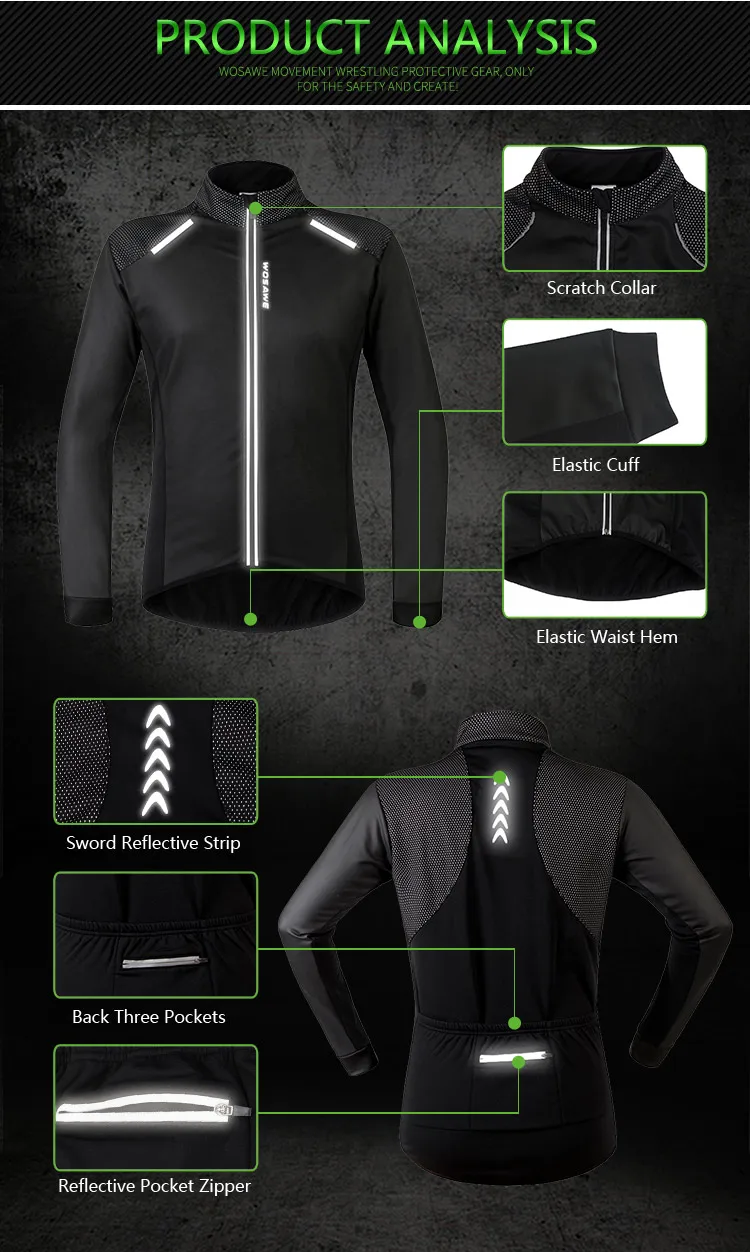 WOSAWE зимняя теплая куртка для велоспорта, одежда для велоспорта, ветрозащитная, водонепроницаемая, на молнии, Джерси, MTB, одежда для горного велосипеда