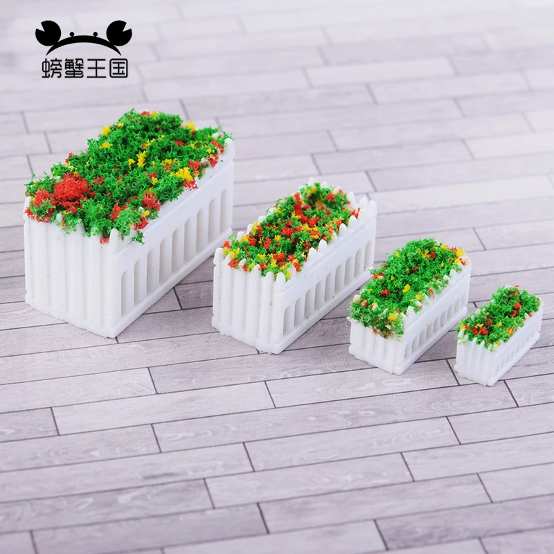 

12pcs 1:100 1:50 1:75 1:150 TT N O OO scale Model Rectangle Flowerbed Park Garden Railway Border Parterre model train