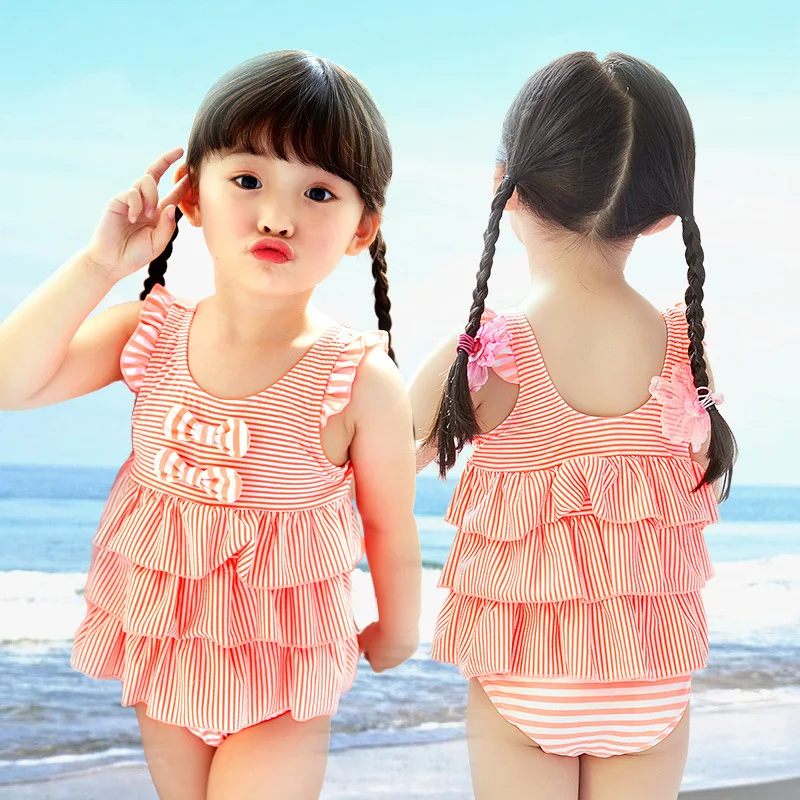 2018 Summer New Toddler Baby Kids Striped Girls One Piece Swim Suits