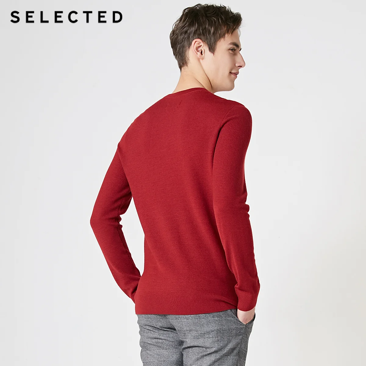 Мужской весенний вязаный свитер из смеси шерсти с длинными рукавами от отборного бренда | 419124546
