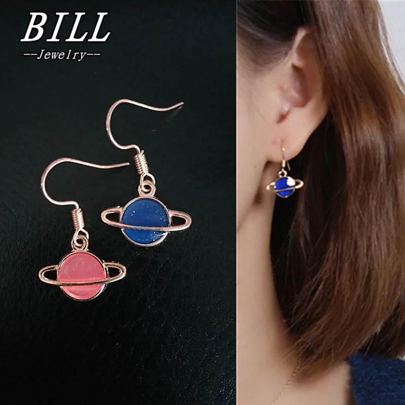 

ES2055 Tiny Dangle Earrings Women Drop Brincos Bijoux boucle d'oreille Fashion Jewelry Planet Earring Blue Universe Pendientes
