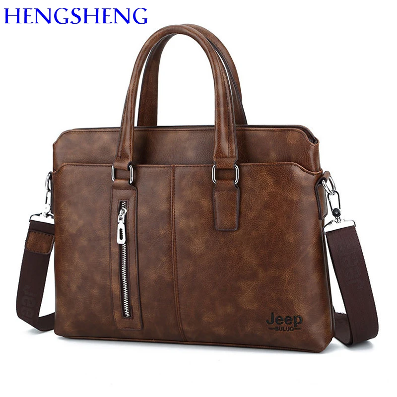 

HENGSHENG Jeep men briefcase for hot sale men leather handbag with pu leather men shoulder bag for business briefcase mens bag