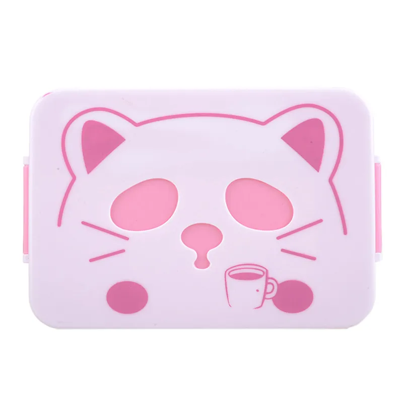800ML Plastic Cute Cat Face Lunch Bowl Food Fruit Storage Container