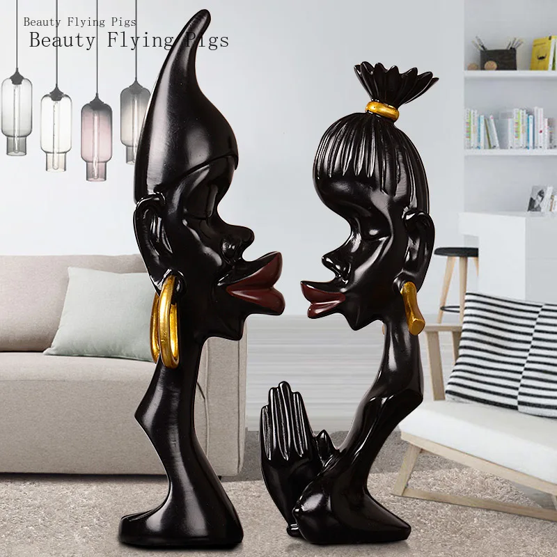 

Home decoration abstract black ornaments creative fashion living room TV cabinet wine cabinet home craft decoration furnishings