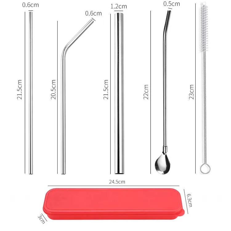 Многоразовые металлические соломинки из нержавеющей стали высокого качества с чистящими щетками, набор ложек для утилизации посуды, аксессуары для бара